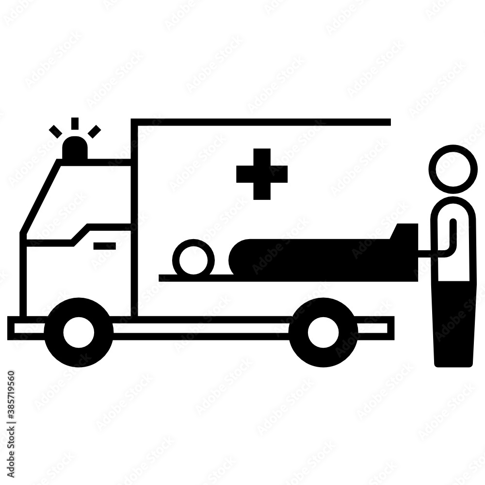 Ambulance Van Concept, Medical Emergency Vehicle Vector Glyph Icon, Rescue Response Symbol on White background Ambulance Van Concept, Medical Emergency Vehicle Vector Glyph Icon, Rescue Response Symbol on White background