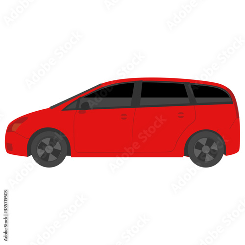 
Luxury sedan having four wheels, a family car  
