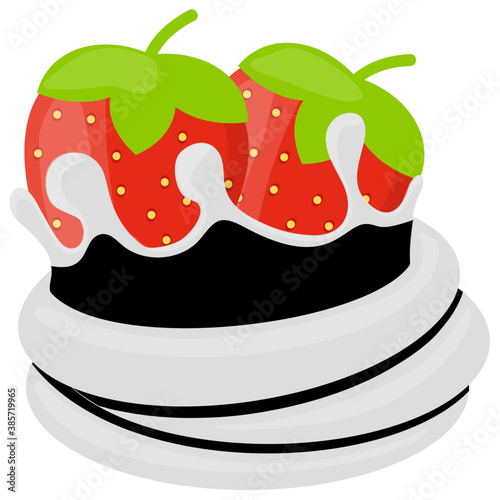 
Strawberry tart with the whipped cream dip on it 
