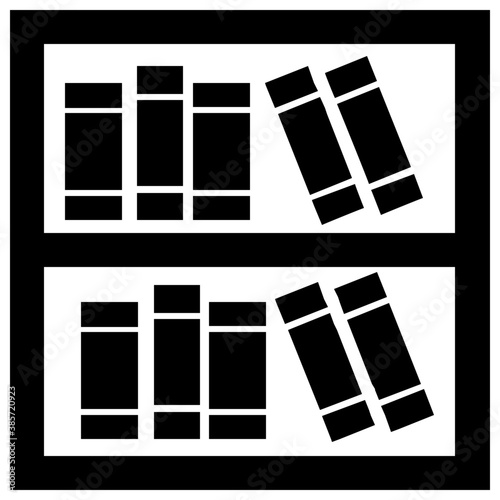 
A bookcase with books denoting icon concept for library 
