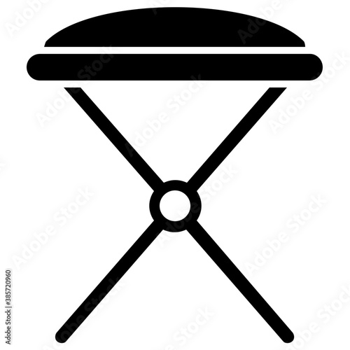 
Folding stool furnished with mesh is icon for vanity stool
