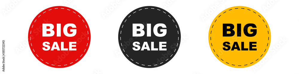 Set big sale sticker and badge label, vector illustration isolated on white background.