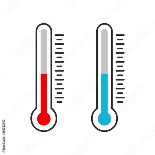 Thermometer icon isolated. Vector illustration. Colored thermometer in flat style