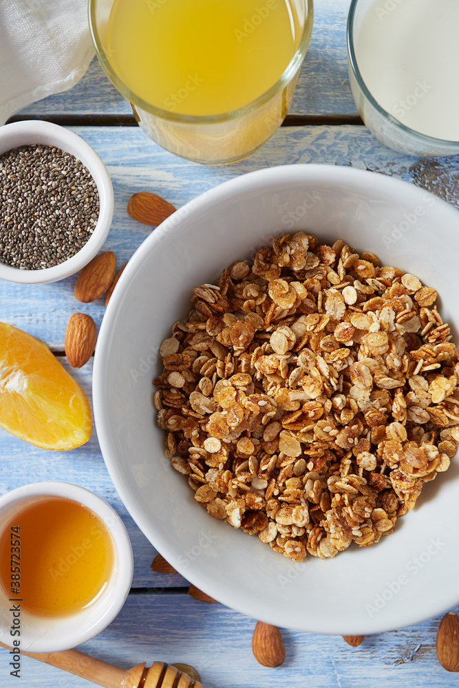 home made granola on wooden surface surface home made granola on wooden surface surface
