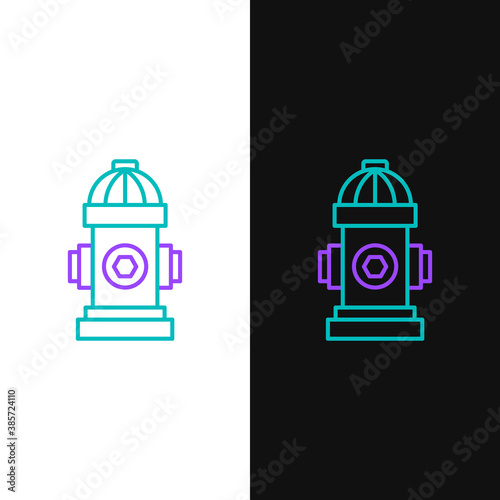 Line Fire hydrant icon isolated on white and black background. Colorful outline concept. Vector.