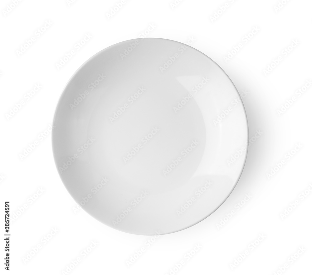 white ceramic plate on white background top view white ceramic plate on white background top view