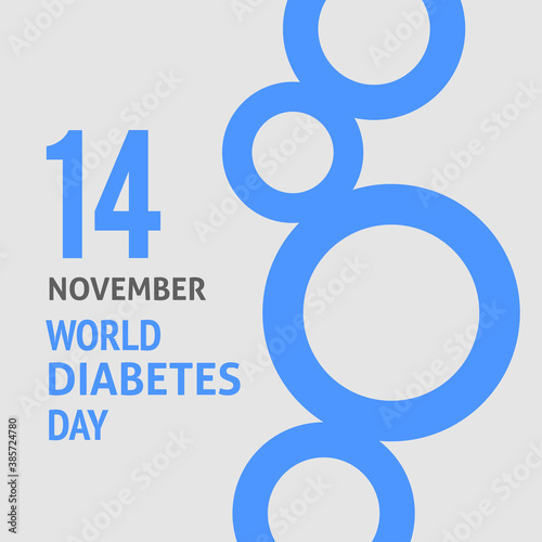 A square vector design with blue circle. World diabetes day. Medical theme. 