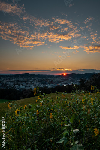 sunset over the city