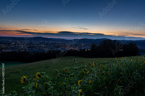 sunset over the city