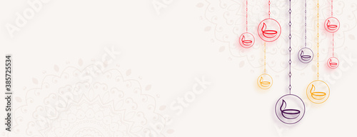 happy diwali flat diya decoration with text space