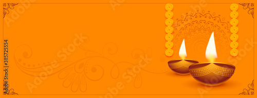 traditional happy diwali festival diya with text space
