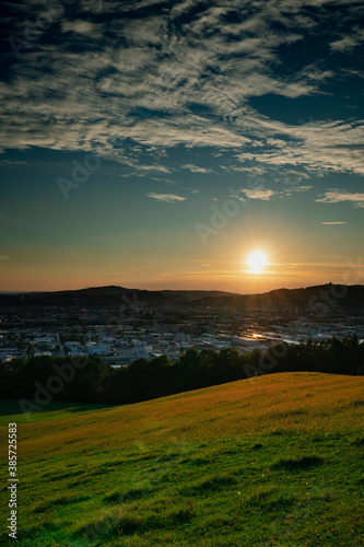 sunset over the city