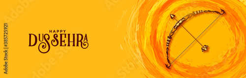 Happy dussehra traditional festival banner with bow and arrow vector