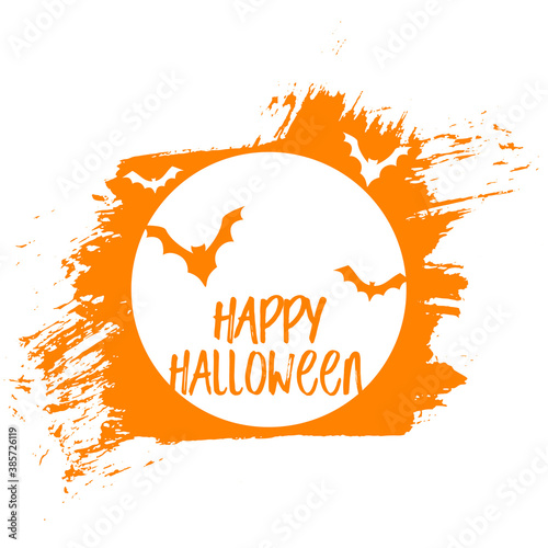 Happy halloween scary spooky card with bats and moon
