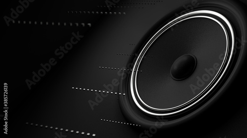 Tableau sur toile Audio column sound  3d render illustration on black background