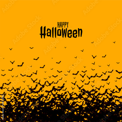 Happy halloween scary spooky card design with bats