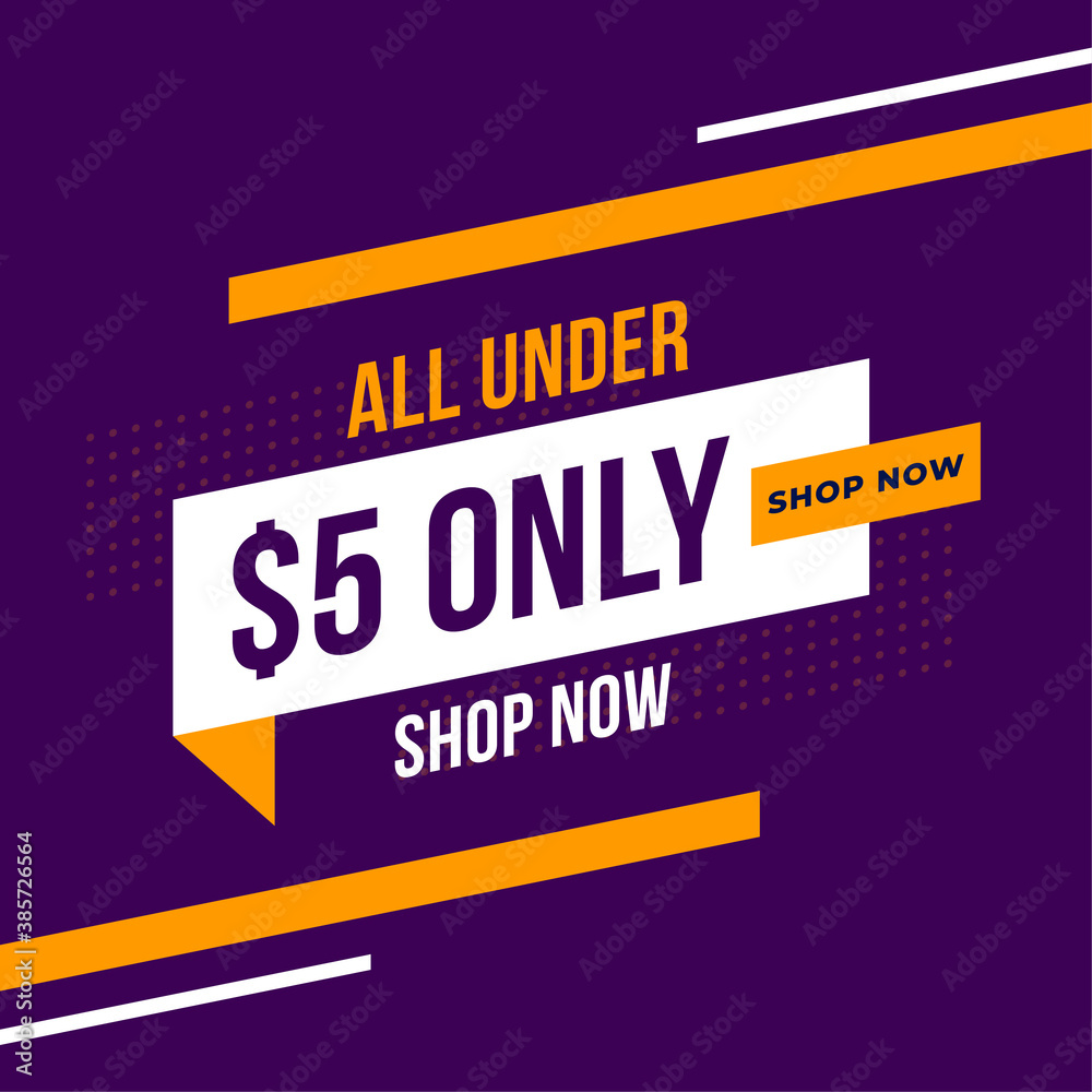 dollar five only store promotional banner design