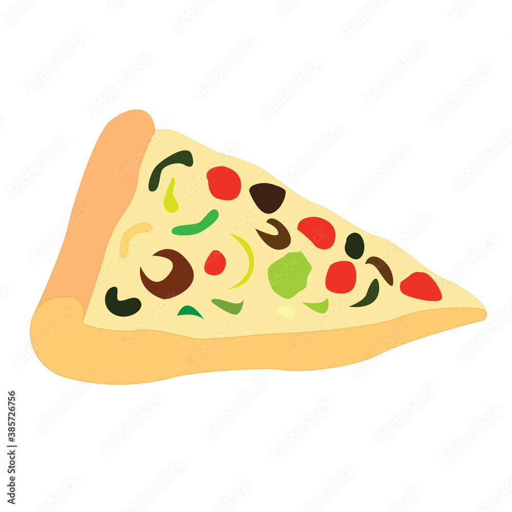 A slice of pizza with a sprinkling of various vegetables on top A slice of pizza with a sprinkling of various vegetables on top