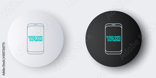 Line Taxi call telephone service icon isolated on grey background. Taxi for smartphone. Colorful outline concept. Vector.