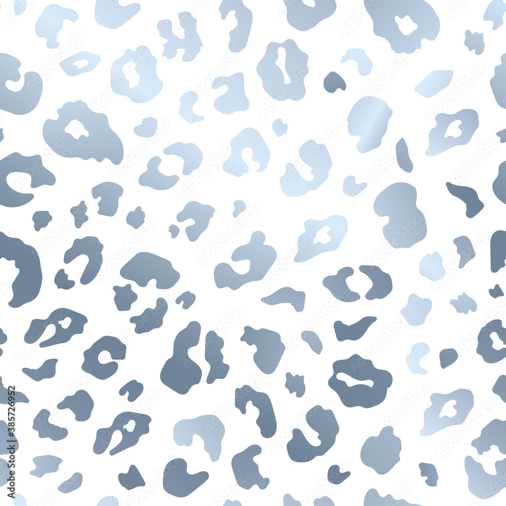 Trendy silver leopard skin abstract seamless pattern. Vector wild animal cheetah white gold metallic texture on white for fashion print design, textile, cover, wrap, wallpaper, background, paper