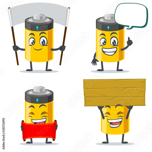 vector illustration of battery mascot or character