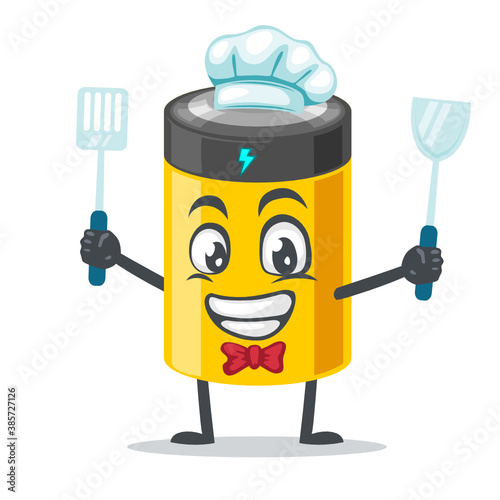 vector illustration of battery mascot or character