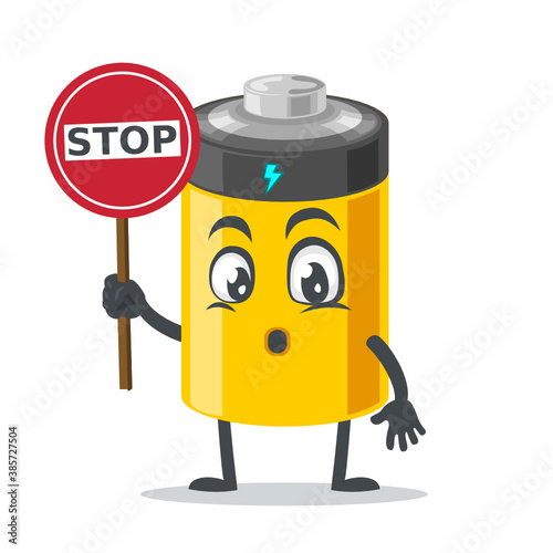 vector illustration of battery mascot or character