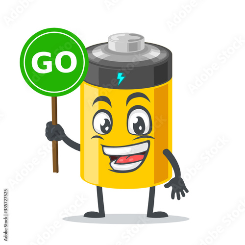 vector illustration of battery mascot or character