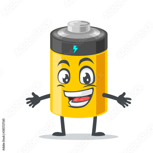 vector illustration of battery mascot or character