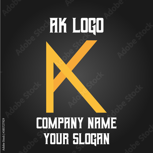 AK initials logo, name initials logo, company initials logo, person initials logo.