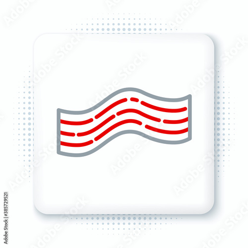 Line Bacon stripe icon isolated on white background. Colorful outline concept. Vector.