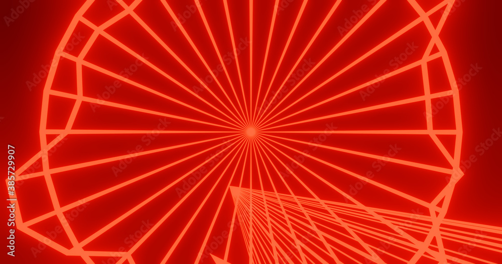 Obraz premium Render with neon bright red rays