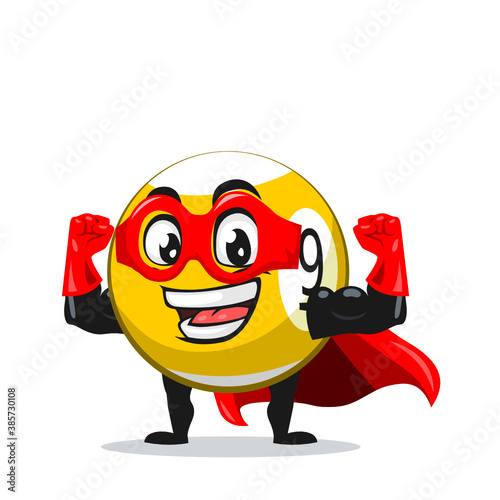 vector illustration of billiard ball character or mascot