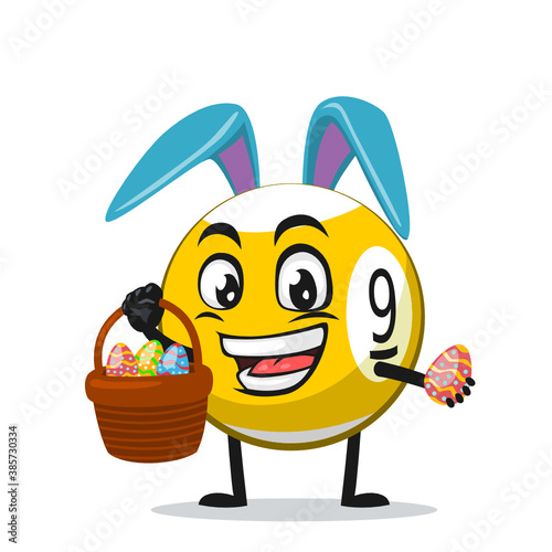vector illustration of billiard ball character or mascot