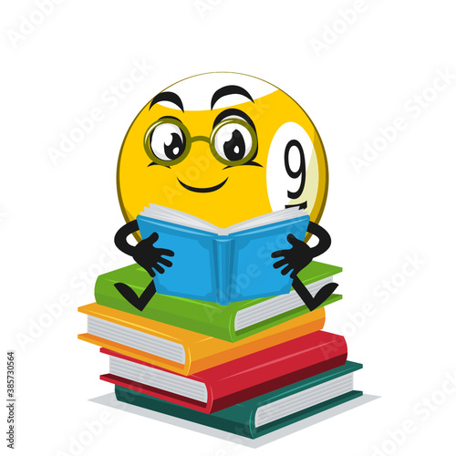 vector illustration of billiard ball character or mascot