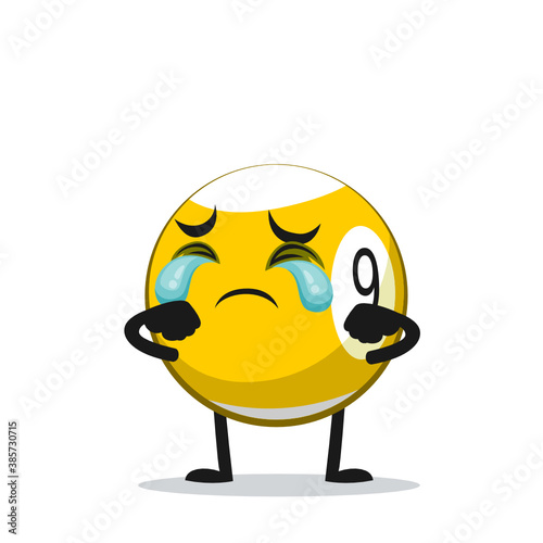 vector illustration of billiard ball character or mascot