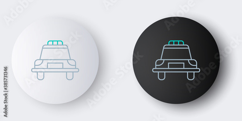 Line Police car and police flasher icon isolated on grey background. Emergency flashing siren. Colorful outline concept. Vector.