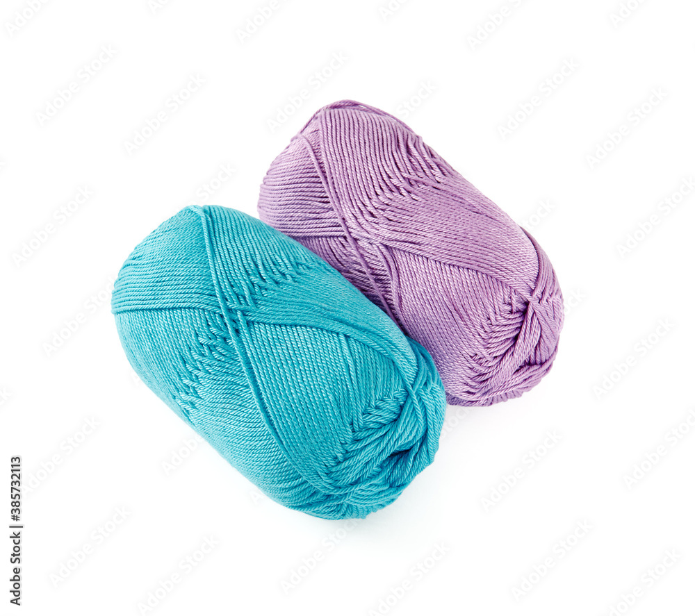 Fototapeta premium Clews of wool threads for knitting isolated