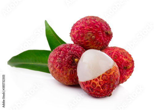 Litchi Fruit set isolated healthy fresh fruit top view vegetable agri nature fruit isolated on a white background.