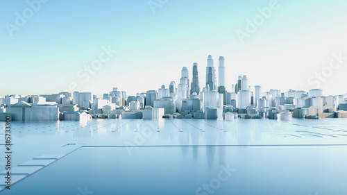 Abstract Modern High Quality City Panorama in Sunny Day