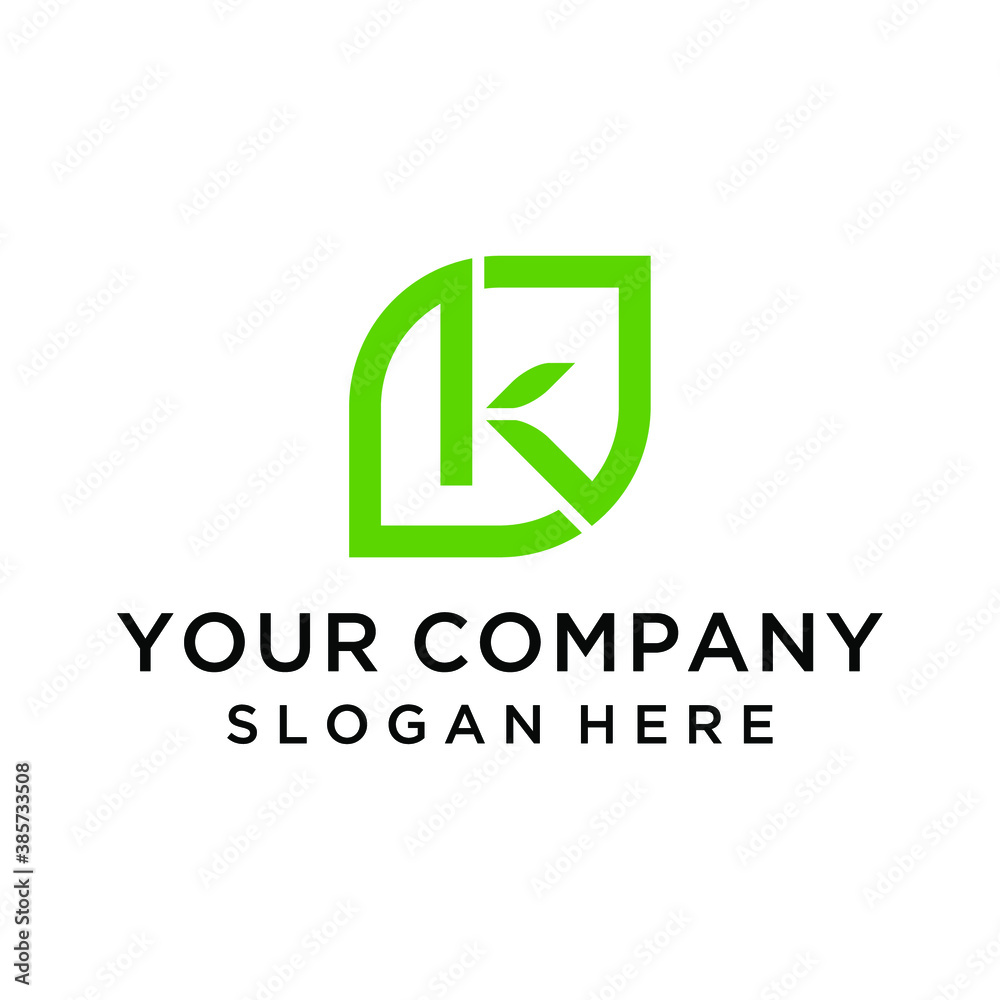 Letter K and leaf logo
