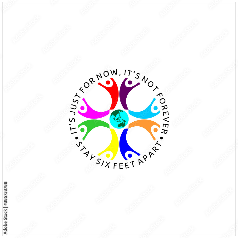 Obraz premium Social Physical Distancing Vector Sign Illustration