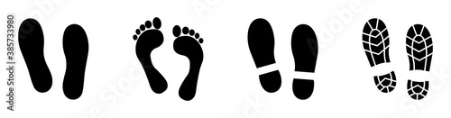Different human footprints icons. Set human footprints vector. Different human footprints icon collection. Vector illustration