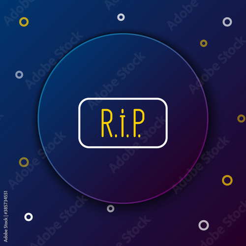 Line Speech bubble rip death icon isolated on blue background. Colorful outline concept. Vector.