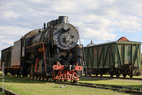 An old locomotive of a steam train in Estonia