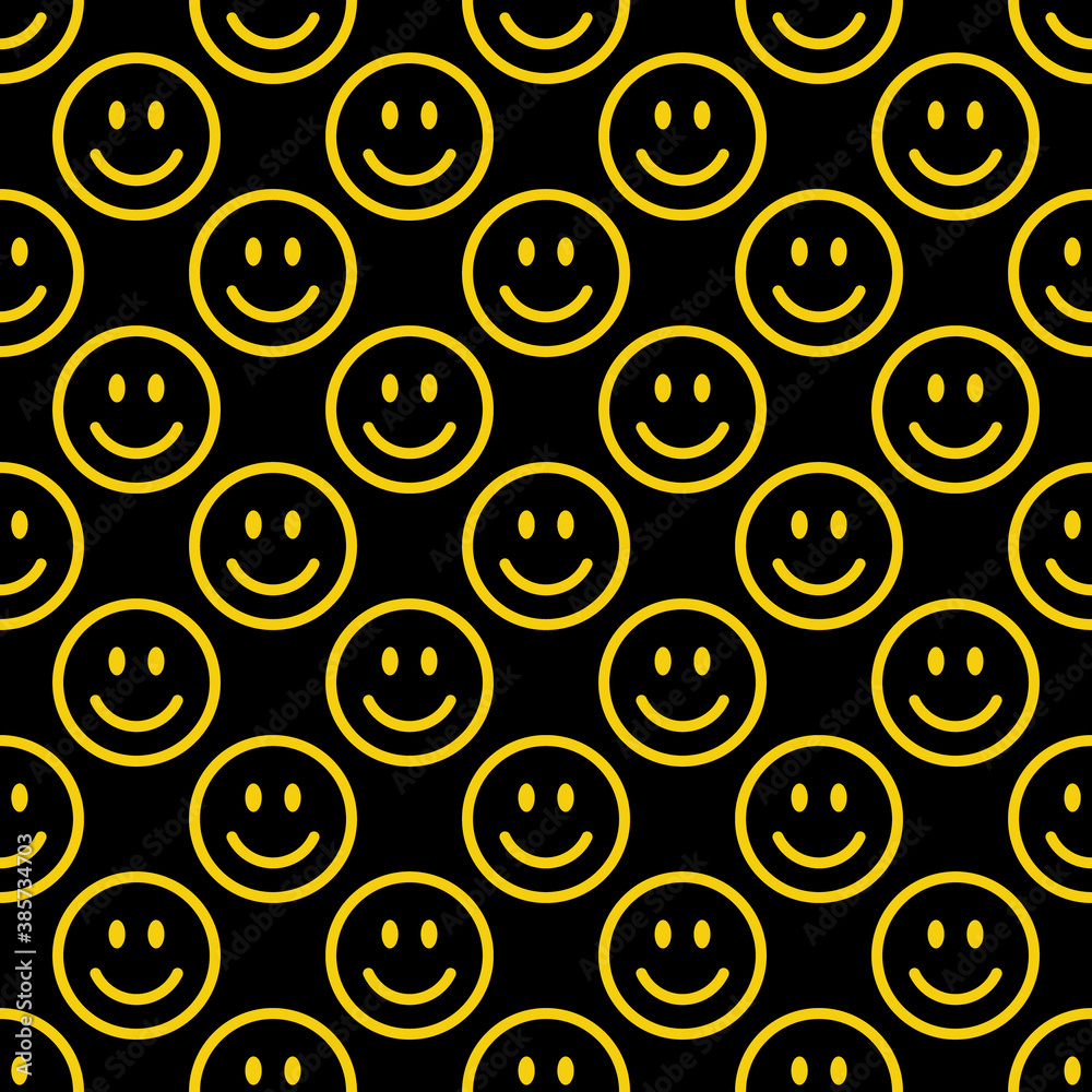 Fototapeta premium Smile icon pattern. Happy faces on white background. Vector abstract background