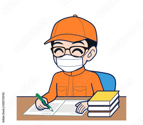 Wallpaper Mural Young man in orange work clothes Torontodigital.ca