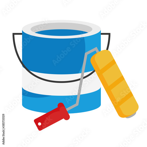 paint bucket and roll design of construction remodeling working and repairing theme Vector illustration