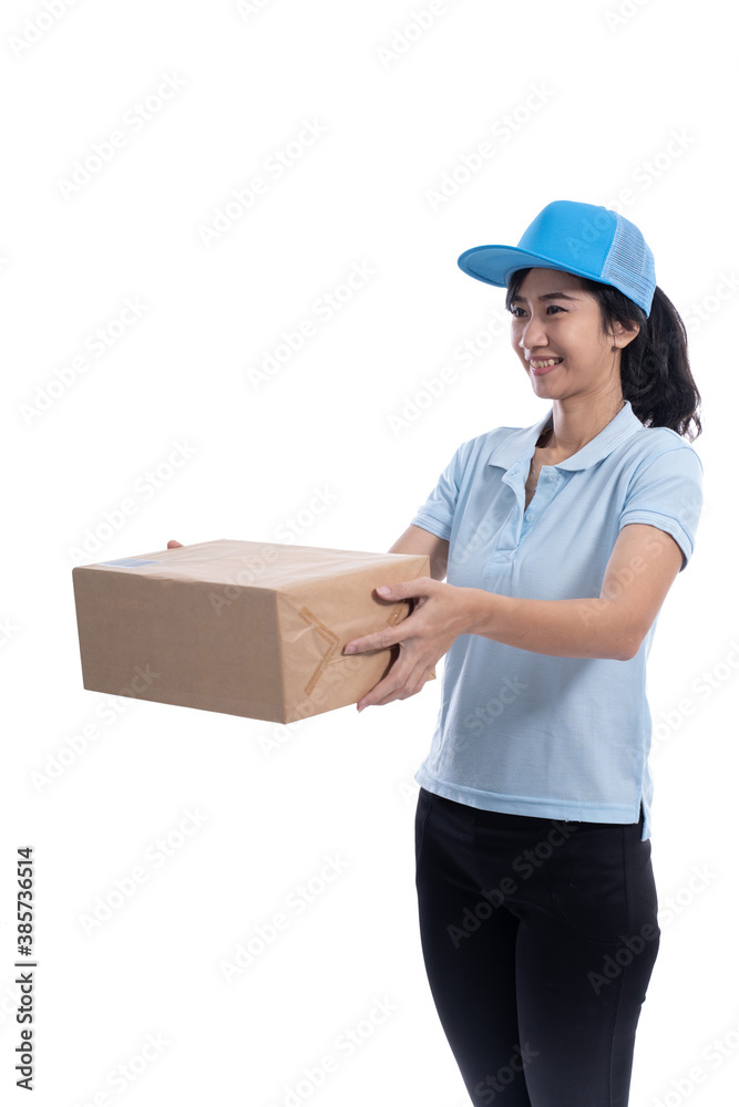 female uber rider or driver delivering package to customer female uber rider or driver delivering package to customer