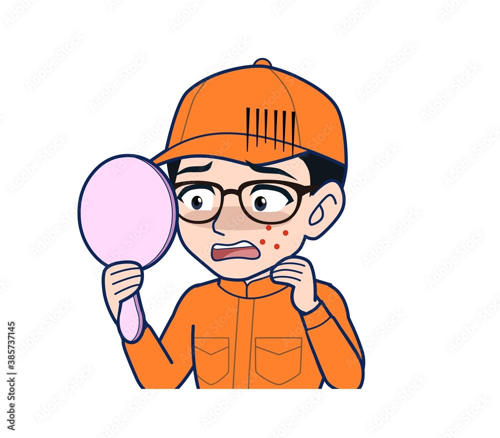 Young man in orange work clothes Young man in orange work clothes